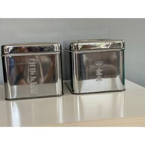 Lincoln Beautyware Canister Set Coffee & Tea Chrome Metal